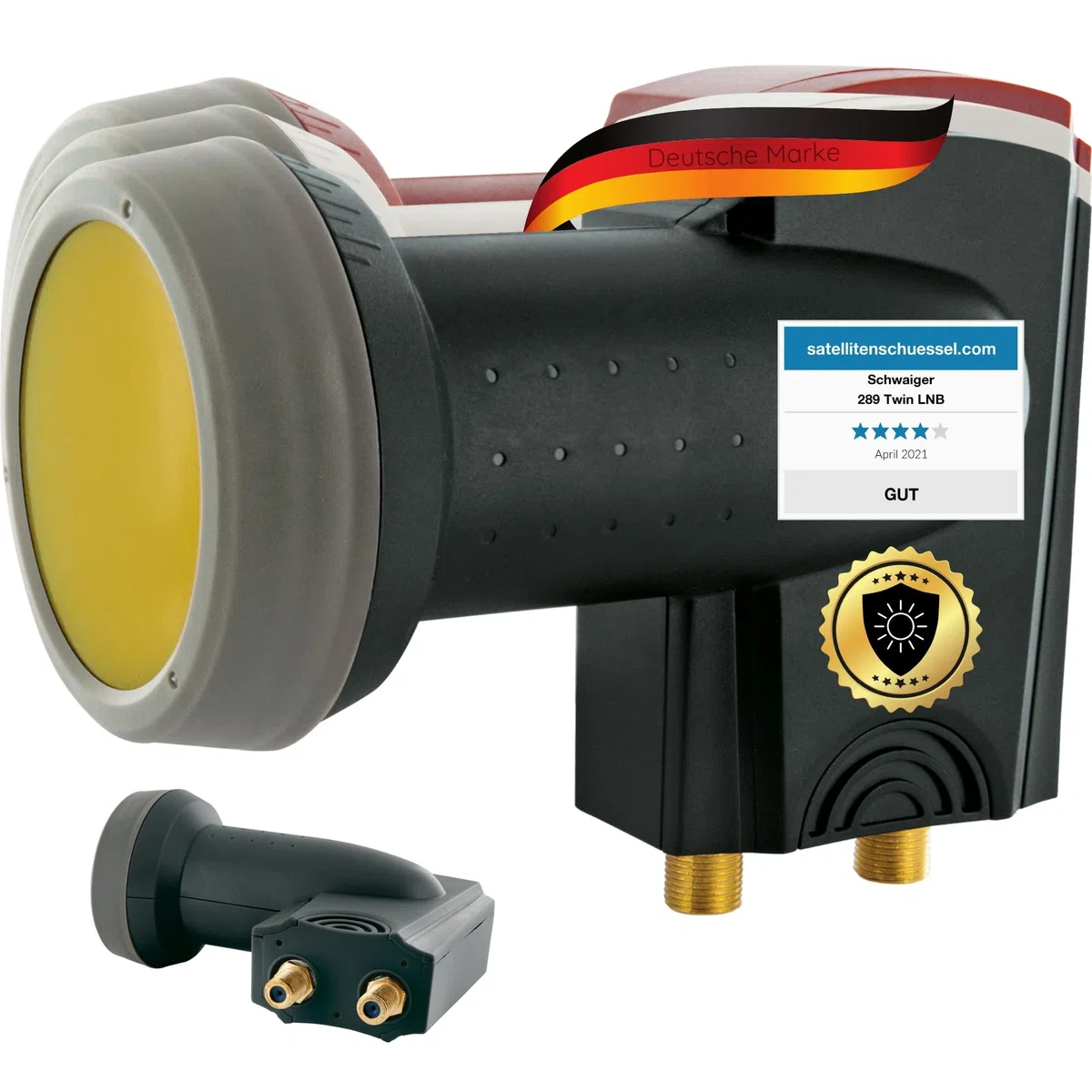 SCHWAIGER 340 Twin LNB Sun Protect Digital résistant à la Chaleur Capuchon LNB Accessoires pour antenne parabolique pour multiswitches Protection Contre Les intempéries Contacts dorés Anthracite