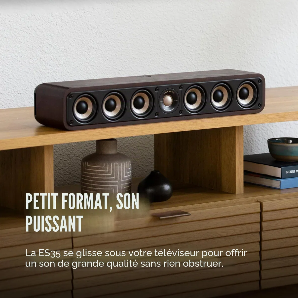 Polk Audio Signature Elite ES35 Enceinte Centrale Hi-Res, Compatible Dolby Atmos/DTS:X (Pièce) - Noire