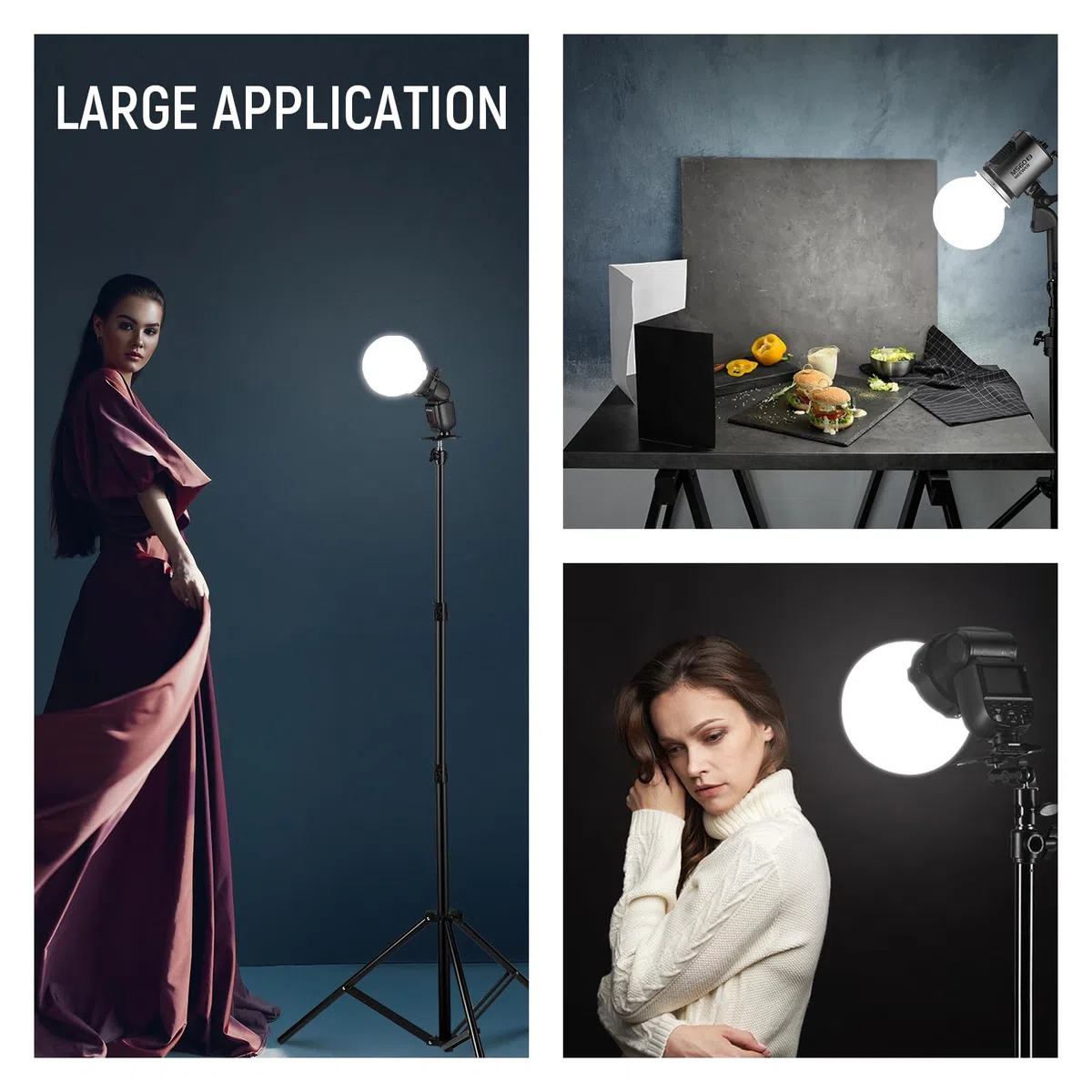 NEEWER Dôme de Diffusion CRS6 avec 3 Anneaux d'adaptation,Compatible avec NEEWER Z2PRO Z3R Flash à tête Ronde et Speedlite carré Z880 et Plus, Diffuseur de Montage pour MS60B MS60C MS150B