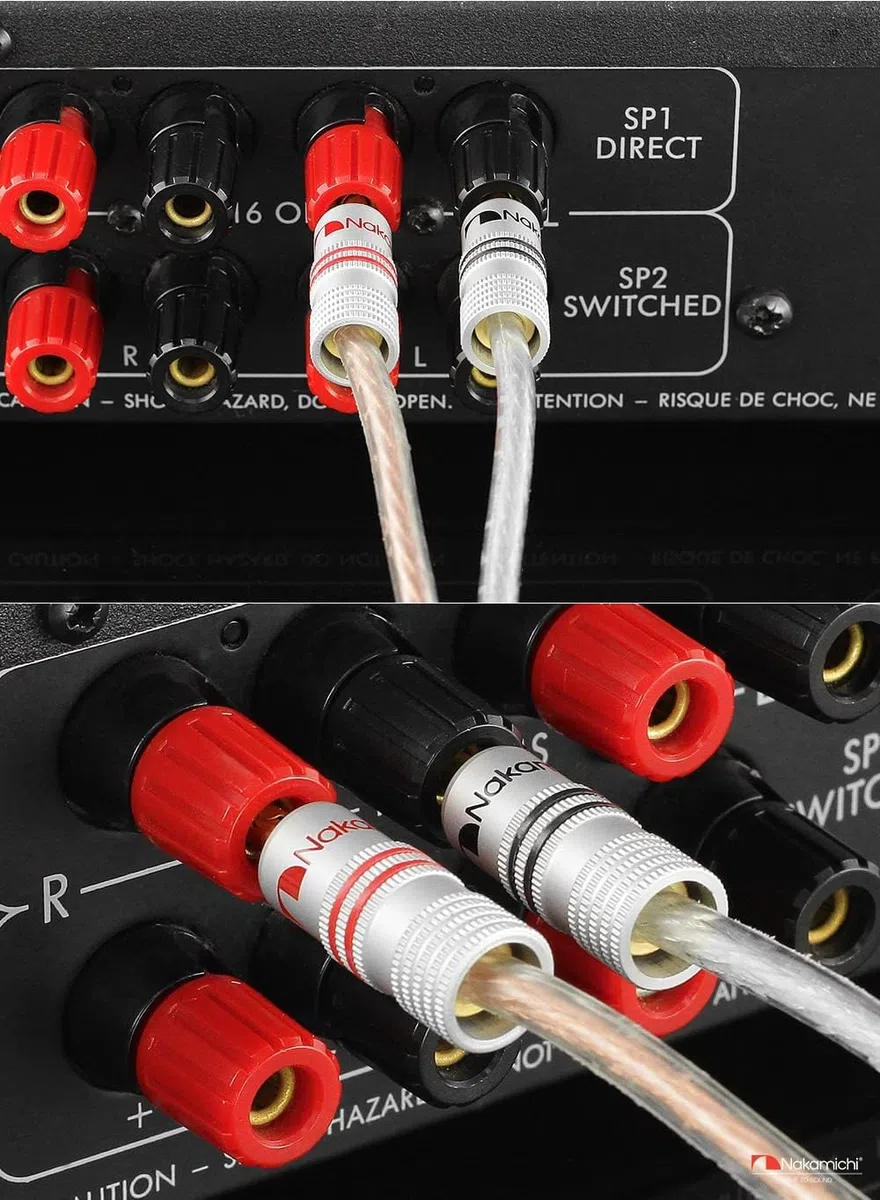 Nakamichi Excel Series BFA Fiche banane plaquée or 24K 12-18 AWG Calibre 4 mm pour haut-parleurs Amplificateur Hi-Fi Récepteur AV Stéréo audio Connecteur (Fiches Banane BFA, 10-pièces (5 paires))