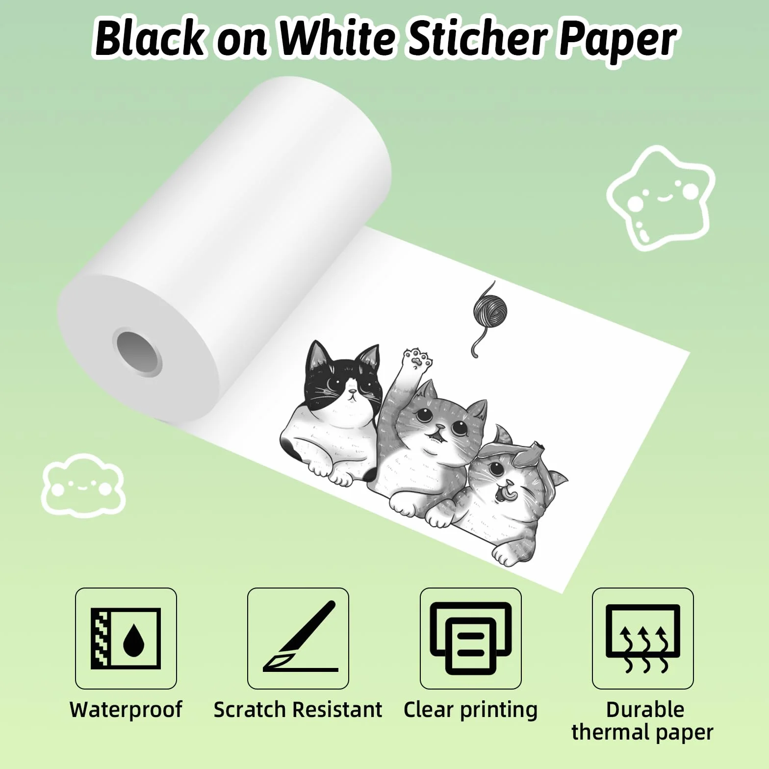 NICEWIN Lot de 5 Rouleaux de Papier d'impression pour Appareil Photo Enfant, Papier Thermique et Recharge pour Appareil Photo instantanée,Accessoires de Caméra à Impression Instantanée, Paint paper