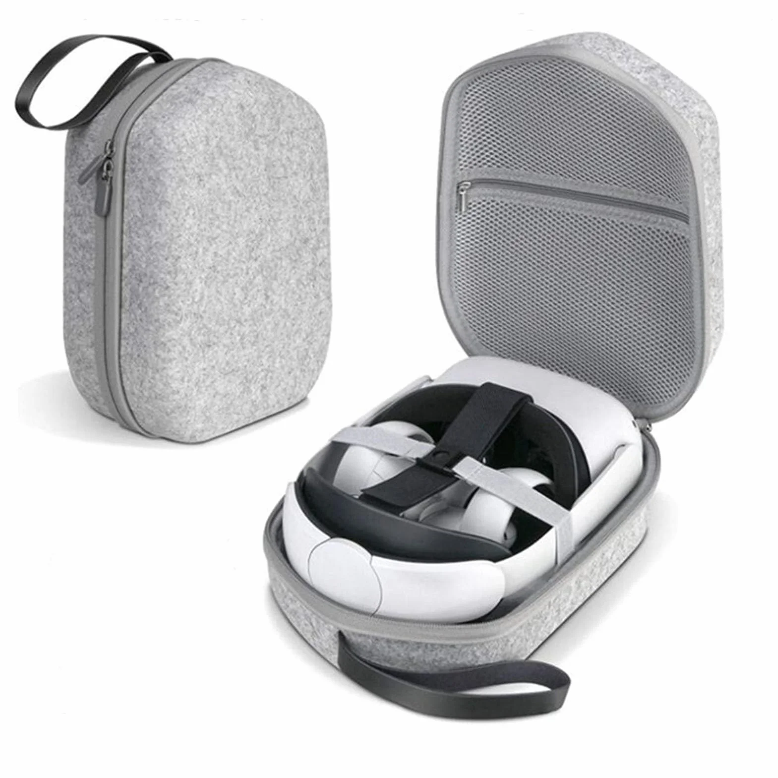 VR Sac De Rangement pour Lunettes, EVA Anti-Rayures Portable VR Lunettes De Jeu Étui De Transport pour Oculus Quest Contrôleurs De Casque Boîte De Rangement De Protection (Gris)