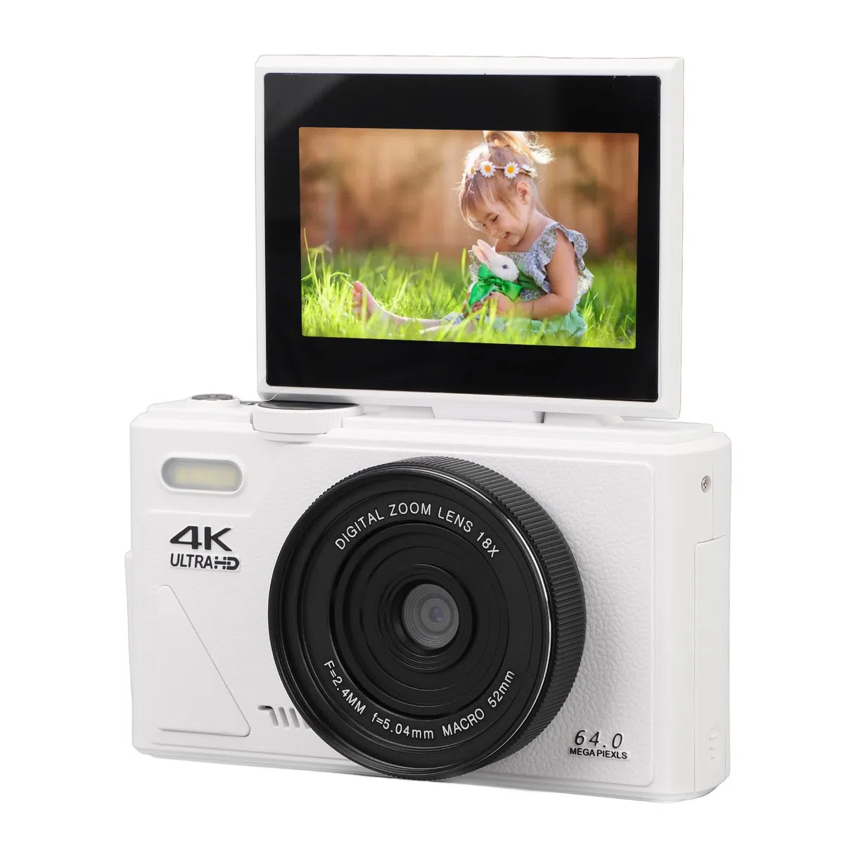 Appareil Photo Numérique 4K pour la Photographie, Zoom 18X, Autofocus, Caméscope Vidéo Rétro avec écran Rabattable de 3 Pouces, Appareil Photo Compact de Voyage 64 MP pour Selfie