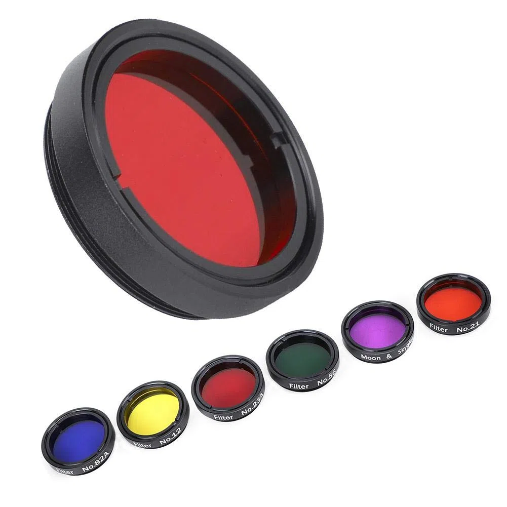 Kit de filtres colorés pour télescope, ensemble de filtres oculaires de télescope, 6 pièces de 3,2 cm en alliage d'aluminium avec boîte de rangement pour télescopes oculaires