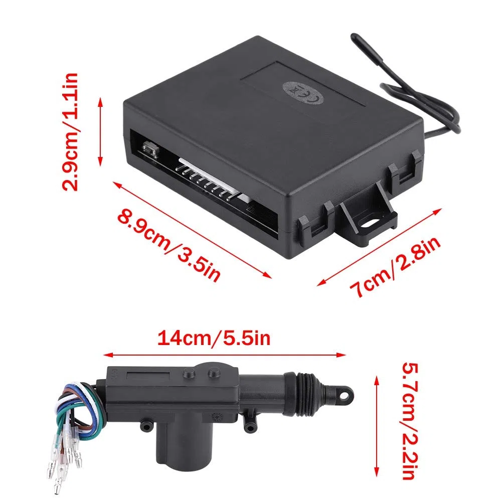 Système de verrouillage centralisé pour voiture, complet pour verrouillage centralisé 4 portes (1 boîte de contrôle, 2 télécommandes, 4 actionneurs de verrouillage de porte, 1 fil, 1 set accessoire)