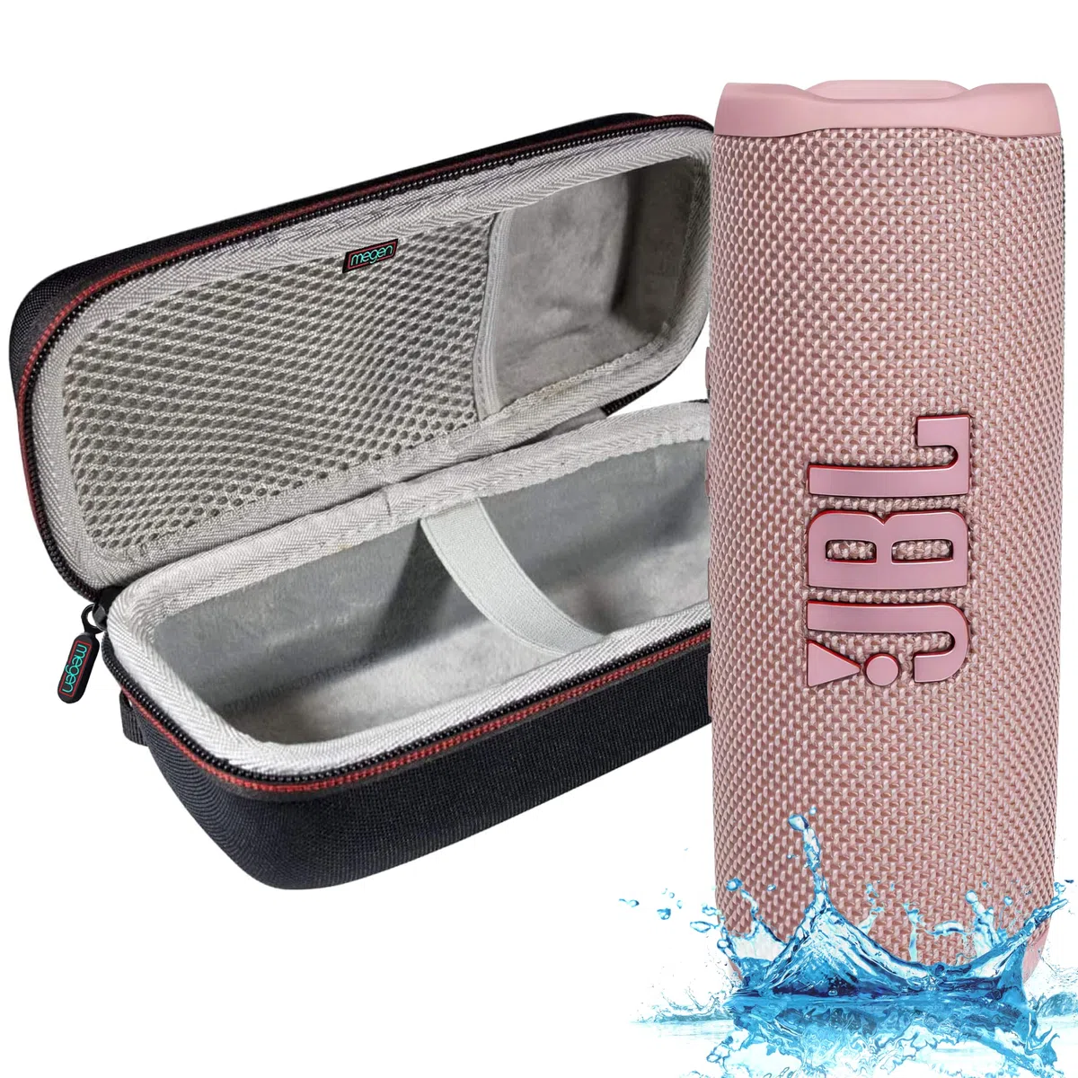 JBL Flip 6 Haut-parleur Bluetooth Portable Étanche, Enceinte Connectée, Enceinte Exterieur, Son Puissant et Basses Profondes, Étanchéité IPX7, 12 Heures de Lecture avec Étui Rigide Megen Rose