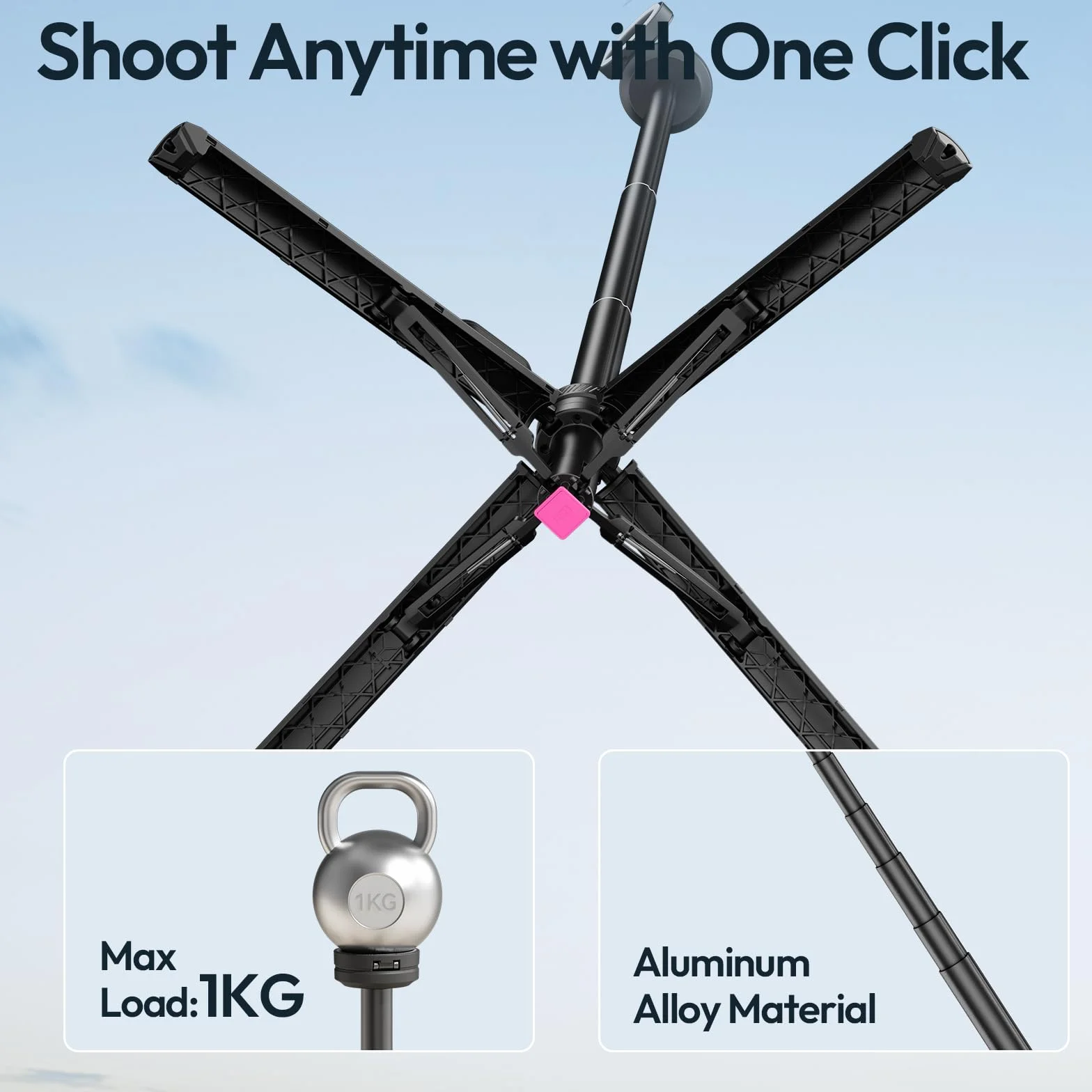 ULANZI MT85 Perche à Selfie Magnétique Bluetooth 150 cm, Support à Quatre Pieds à Ouverture Automatique, Bâton à Selfie Pop Open, Aimant 25 N, Trépied Compatible avec iPhone 17 16 15 14 13 12 Magsafe