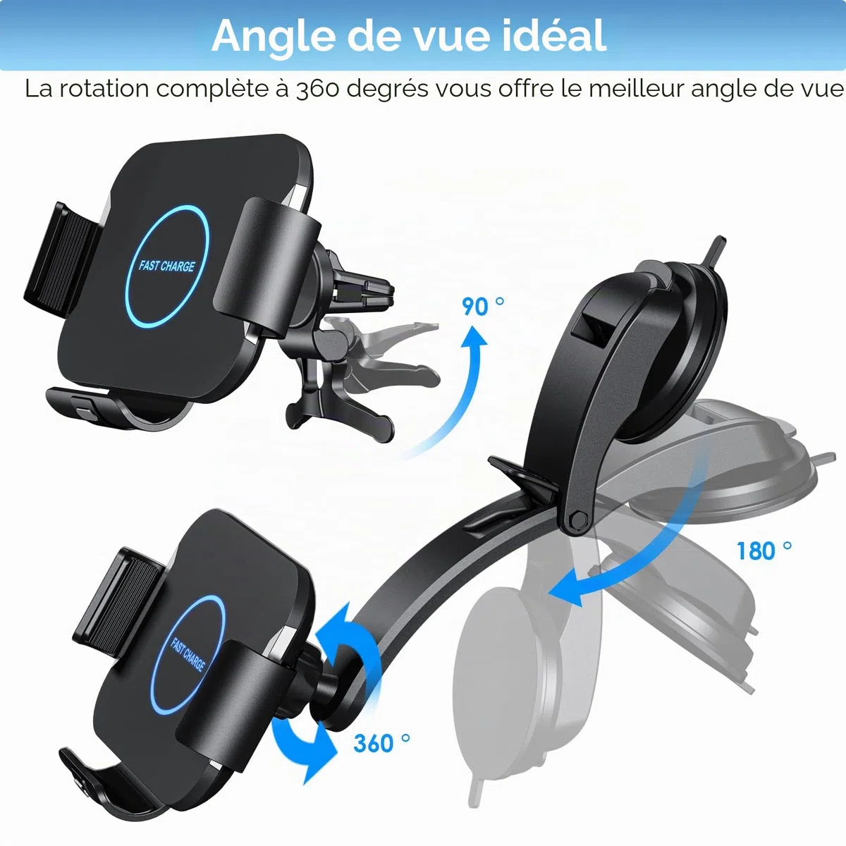 Qoosea 15W Qi Chargeur Induction Voiture, Double Bobine Chargeur sans Fil Voiture Rapide Automatic Clamping Support Téléphone Voiture pour Samsung Galaxy Z Fold 6/Z Fold 5/4/3/2 Oppo Find N2
