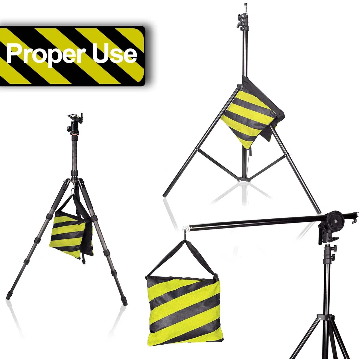 EMART 6 Pcs Sac de Sable Résistant pour Trépied de Photographie, Studio Photo et Vidéo, Jardin - Jaune et Noir
